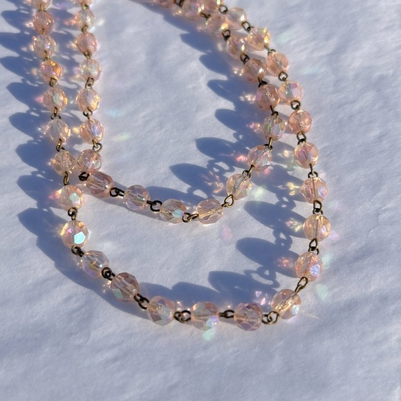 🌸 Vintage West German Pink Bead Necklace and Earrings - Picture 3 of 8